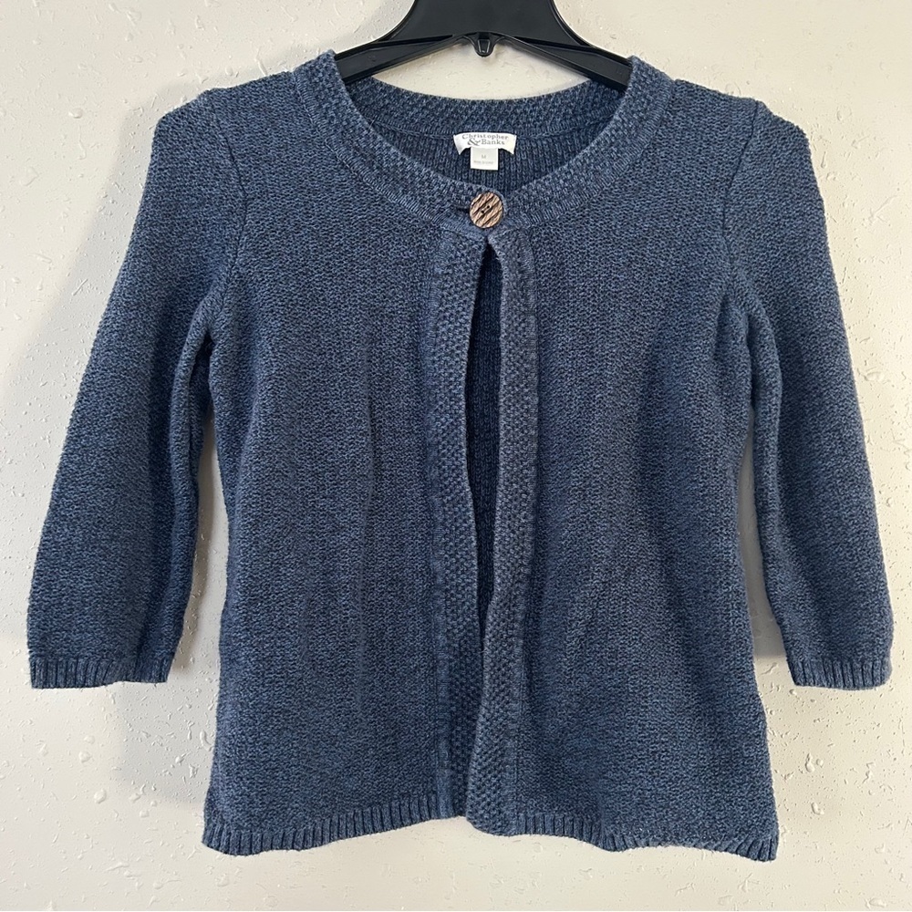 🦋 Vintage Christopher & Banks Blue Cardigan Single Button Casual Medium